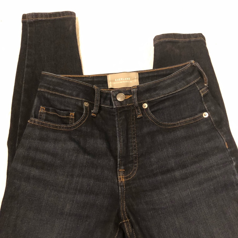 Everlane Size 24 The Curvy High Rise Skinny Crop Jeans Authentic Stretch - Picture 6 of 7